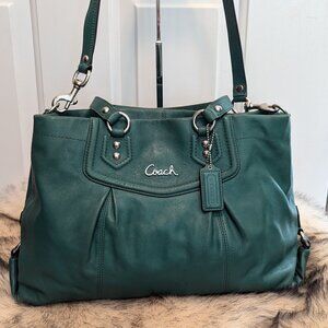 COACH Ashley Bag teal/green Leather Purse Satchel Carryall-F19243